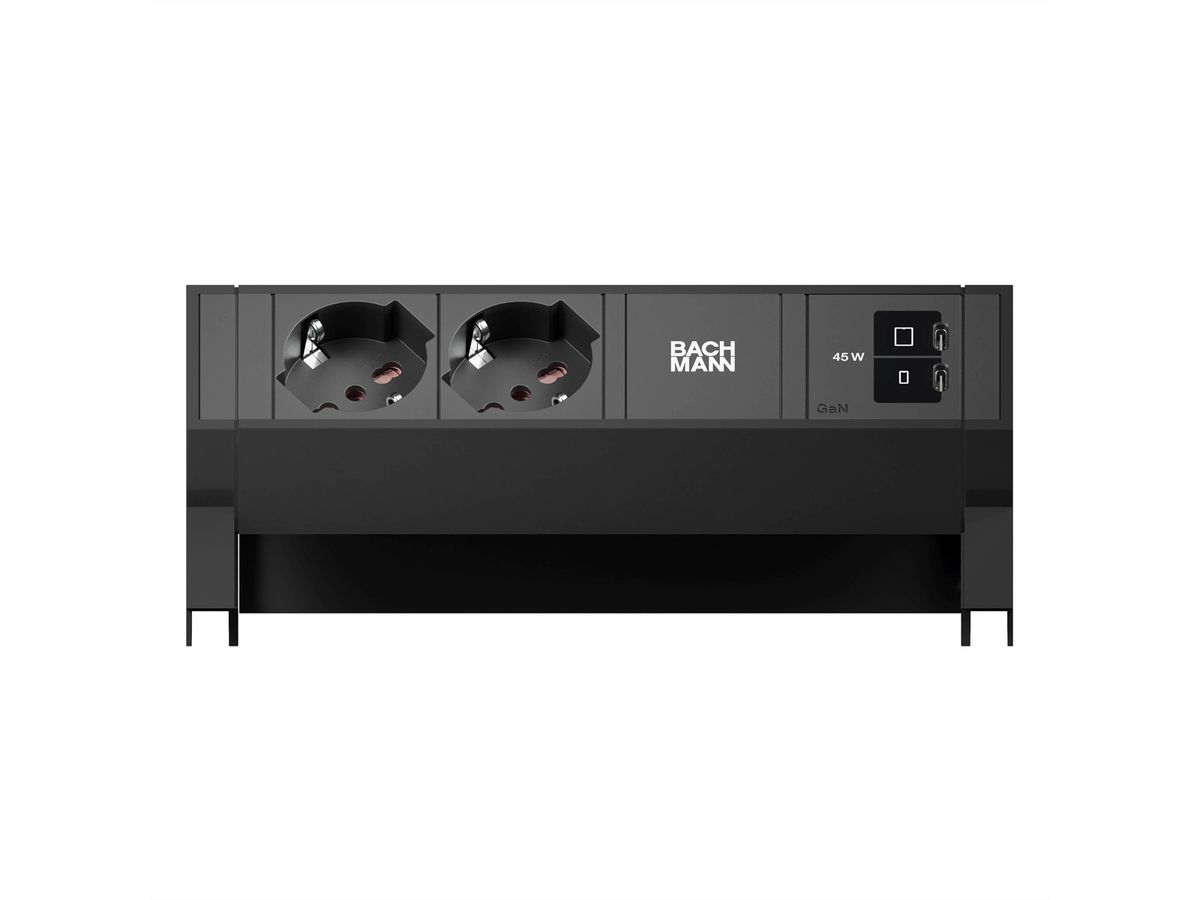 BACHMANN DESK2 2xP40 1xUSB C/C 45W, L=0.2m RAL9005