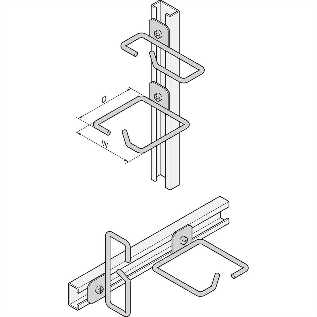 SCHROFF kabeloog voor C-rail, staal, 95 x 95 mm