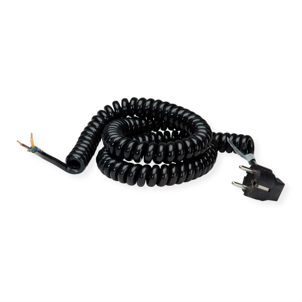 BACHMANN Wendelleitung 1-4m schwarz, H05VV-F 3G1,5mm² AEH/CEE7/7