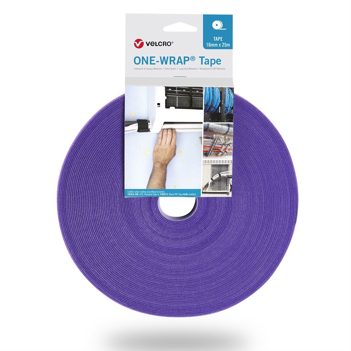 VELCRO® One Wrap® Tape 20 mm breed, violet, 25 m