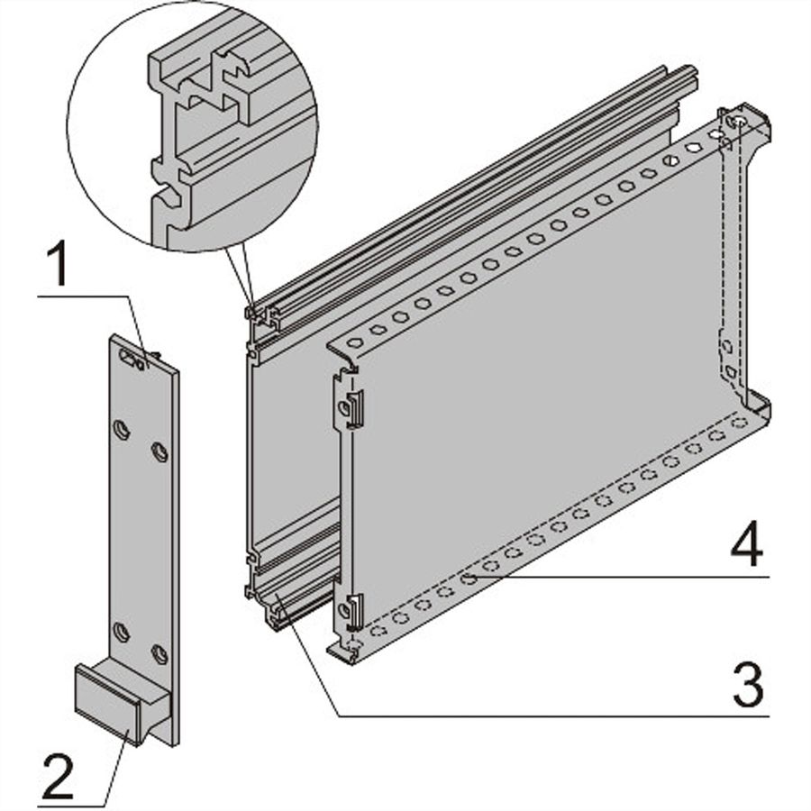 SCHROFF-frame insteekmodule PRO-set, met kap, niet-afgeschermd, 3 HE, 7 HE, 227 mm