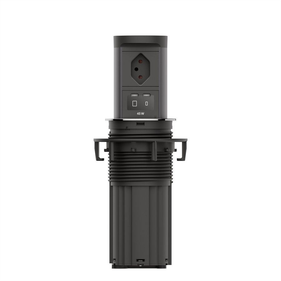 BACHMANN ELEVATOR2 1xCH T13, 1xUSB C/C 45W Stainless Steel Look L=2.0m AEH