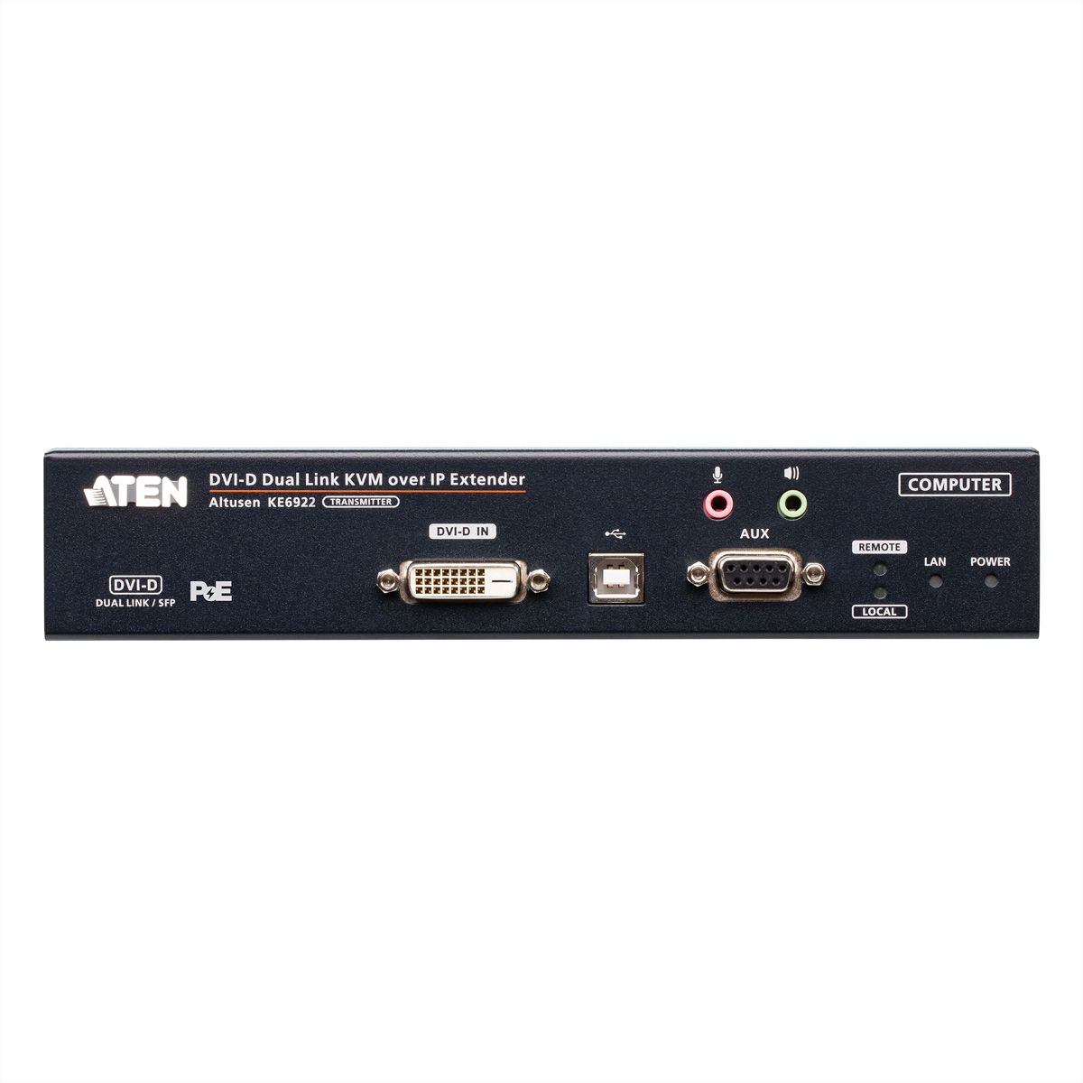 ATEN KE6922T 2K DVI-D Dual Link KVM Over IP Zender met SFP en PoE