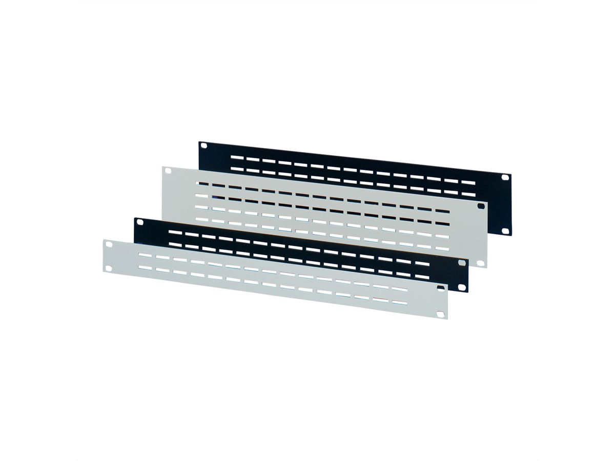 SCHROFF 19" frontpaneel, geventileerd, 1 HE, 2,5 mm, Al, RAL 7035