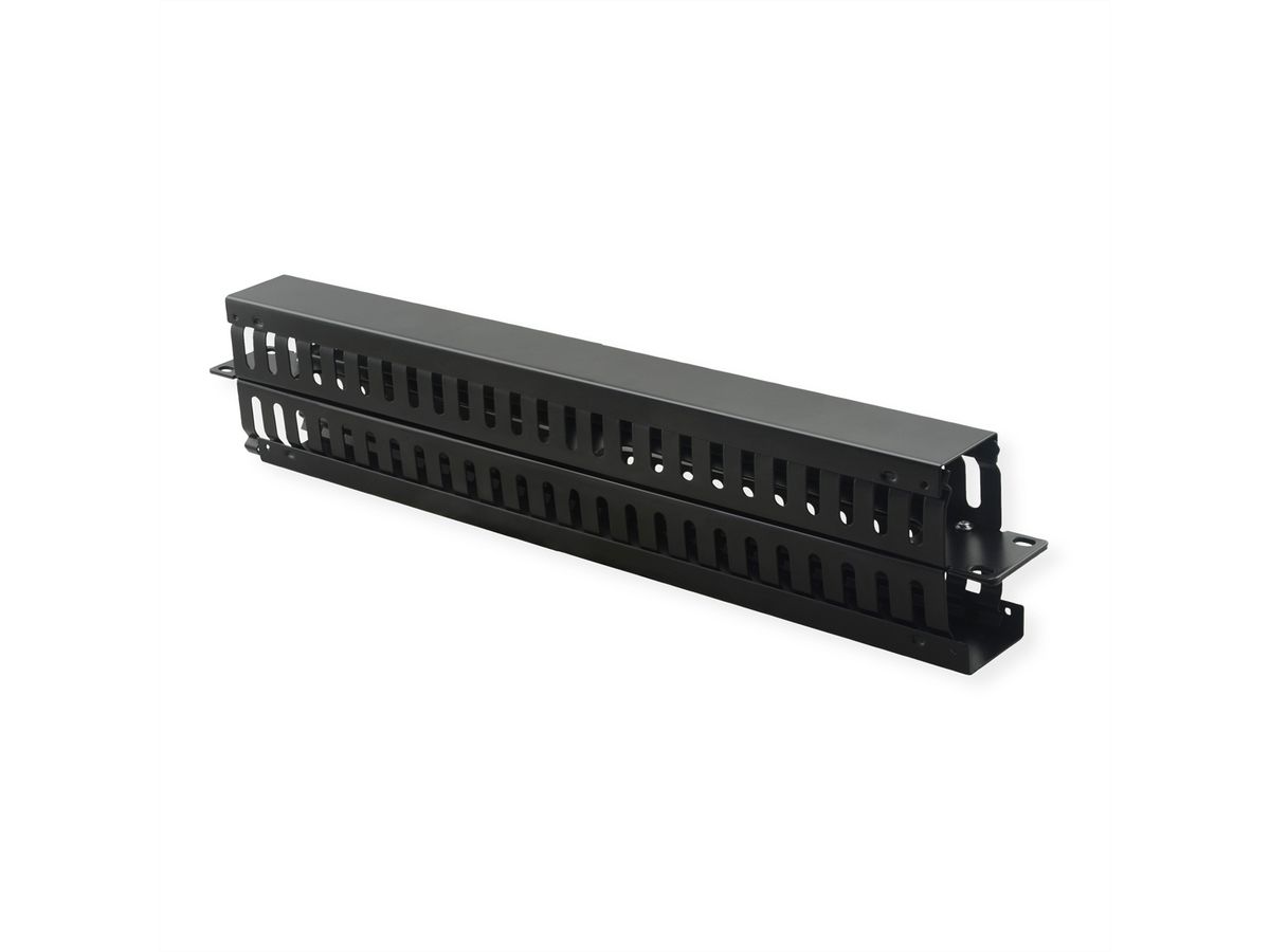 VALUE 19" Front Panel 1U with Double-Sided Patch channel, RAL 9005 black