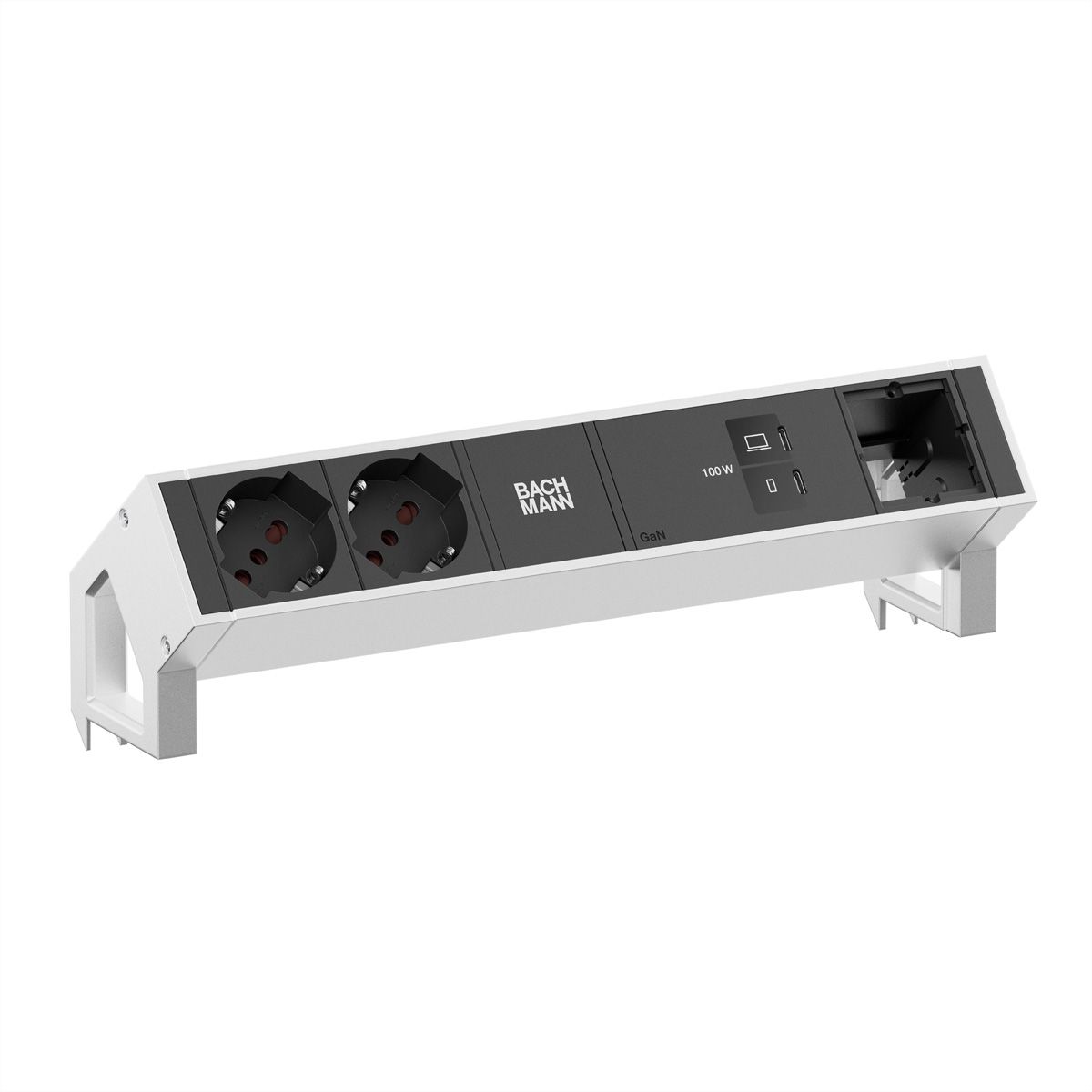 BACHMANN DESK2 2xP40 1xUSB C/C 100W, 1xCM L=0.2m INOX