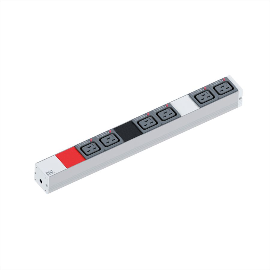 BACHMANN IT PDU ALU 1U 6x C19 plug 3x16A CEE red