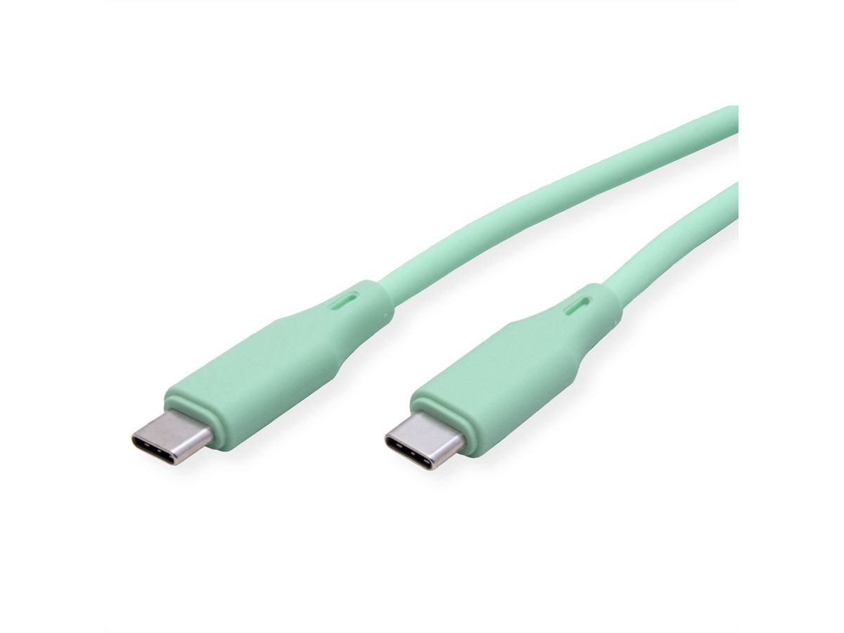 ROLINE USB 2.0-kabel, type C-C, M/M , Silicone, 60W, groen, 1 m