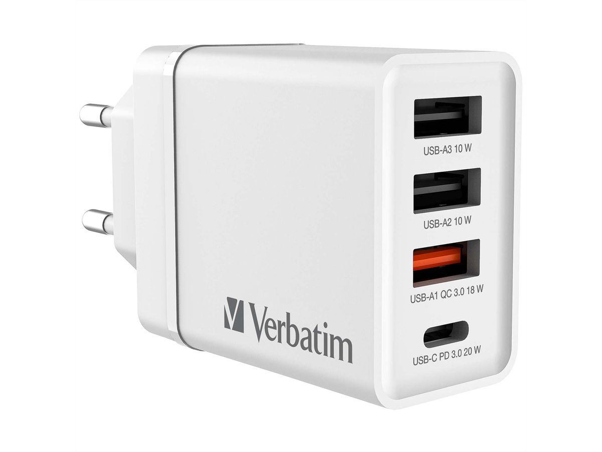 VERBATIM Ladeadapter 30W GaN weiß