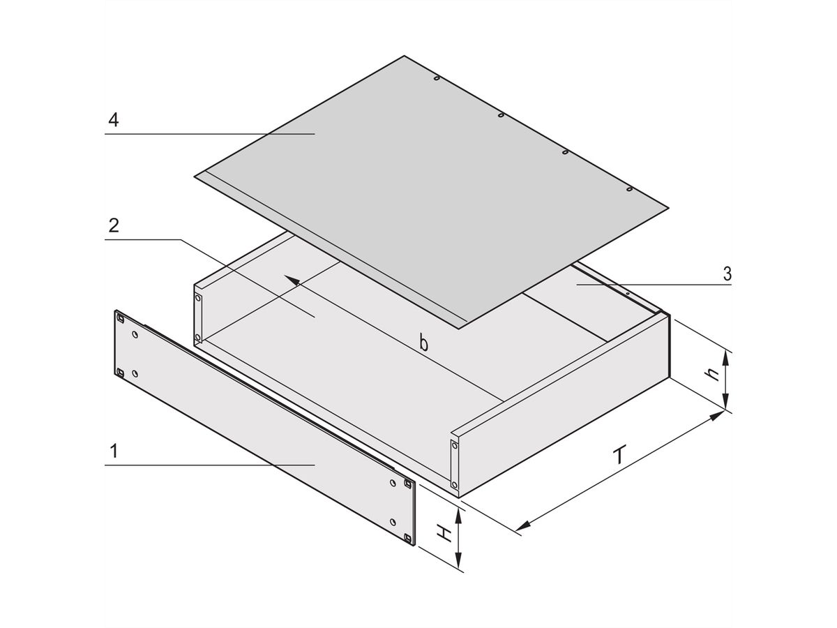 SCHROFF MultipacPRO 19" Chassis, Steel, AlZn, Plain Top and Base, 2 U, 340 mm