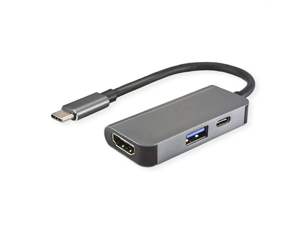 VALUE Type C - HDMI Adapter, M/F, 1x USB 3.2 Gen 1 A, 1x Type C (Power Delivery)