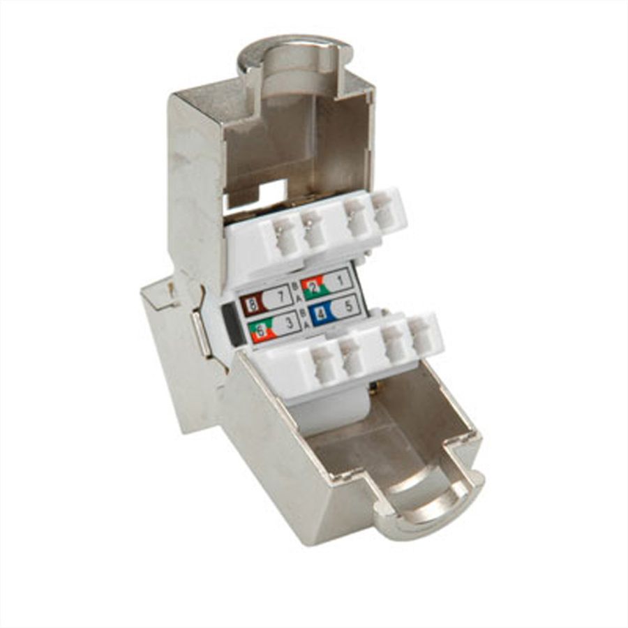 ROLINE Cat.6 (Class E) Keystone Jack, RJ-45, STP, tool-free, silver colour