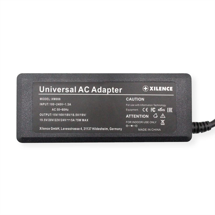 Xilence Universal Notebook Charger, XM008, 9 Adapters, LED Display, 75W