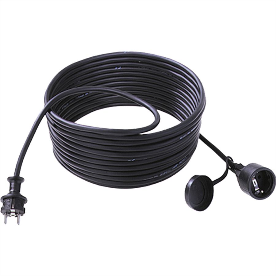 BACHMANN Extension 3G1,5mm² bw, 1m, H07RN-F rubber/neoprene earthing contact, black, 10 m