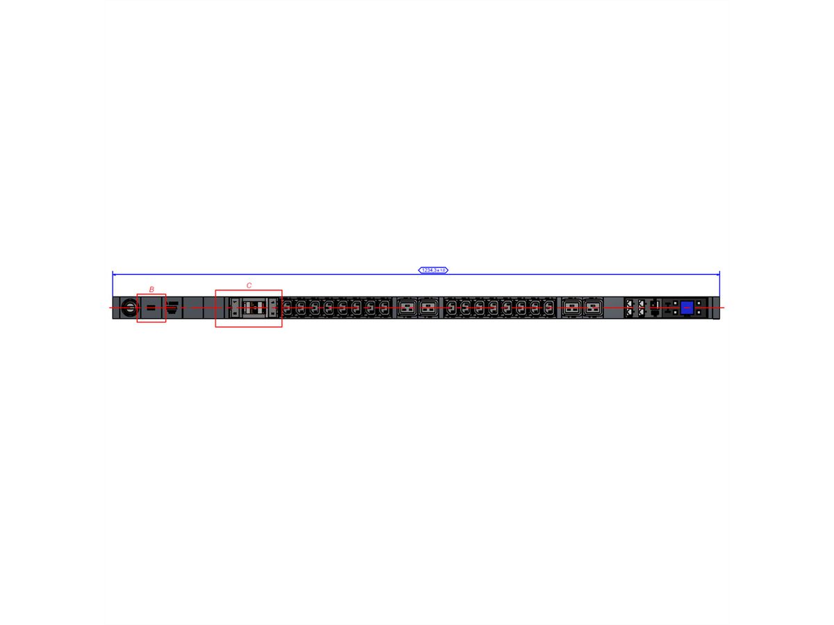 BACHMANN BN7500 RCM 16xC13 4xC19 2xLS, Meting per fase 3G4 CEE32A Lan Schakelen.p.D.