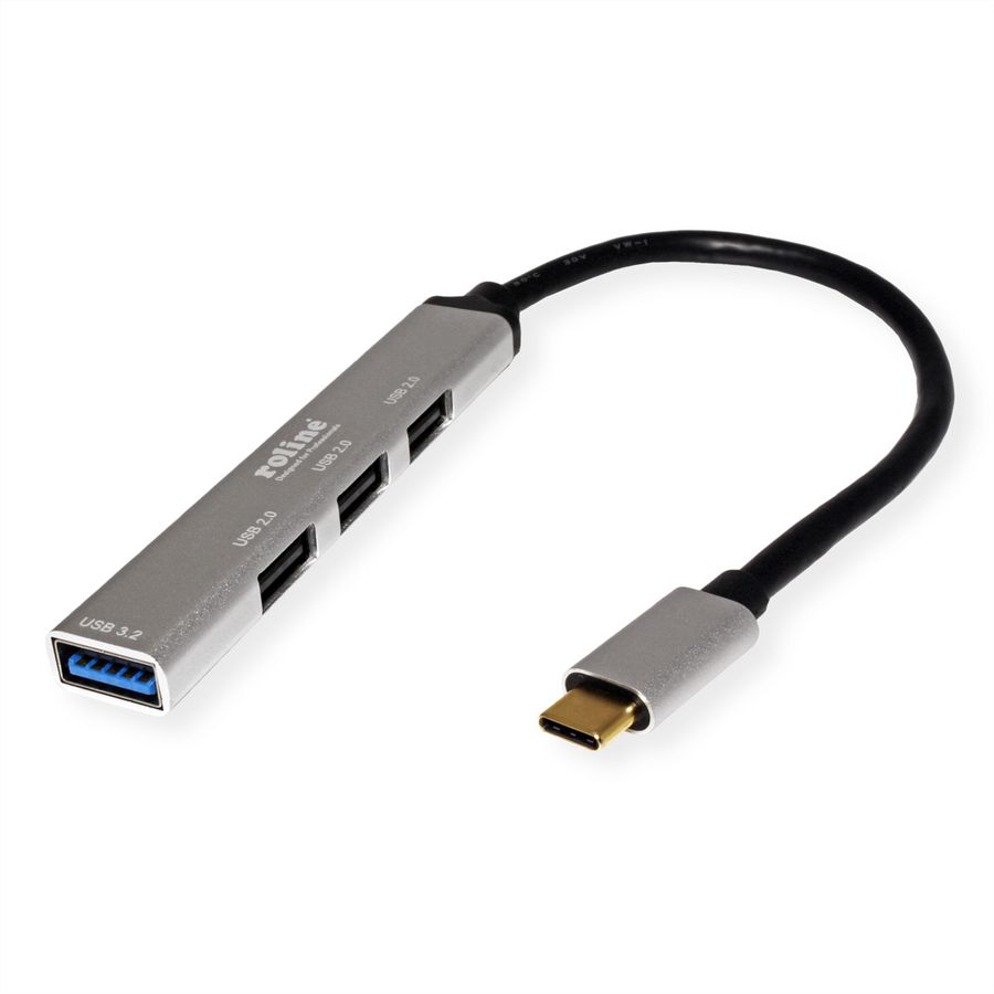 ROLINE USB 3.2 Gen 1 hub, 4-voudig, type C aansluitkabel