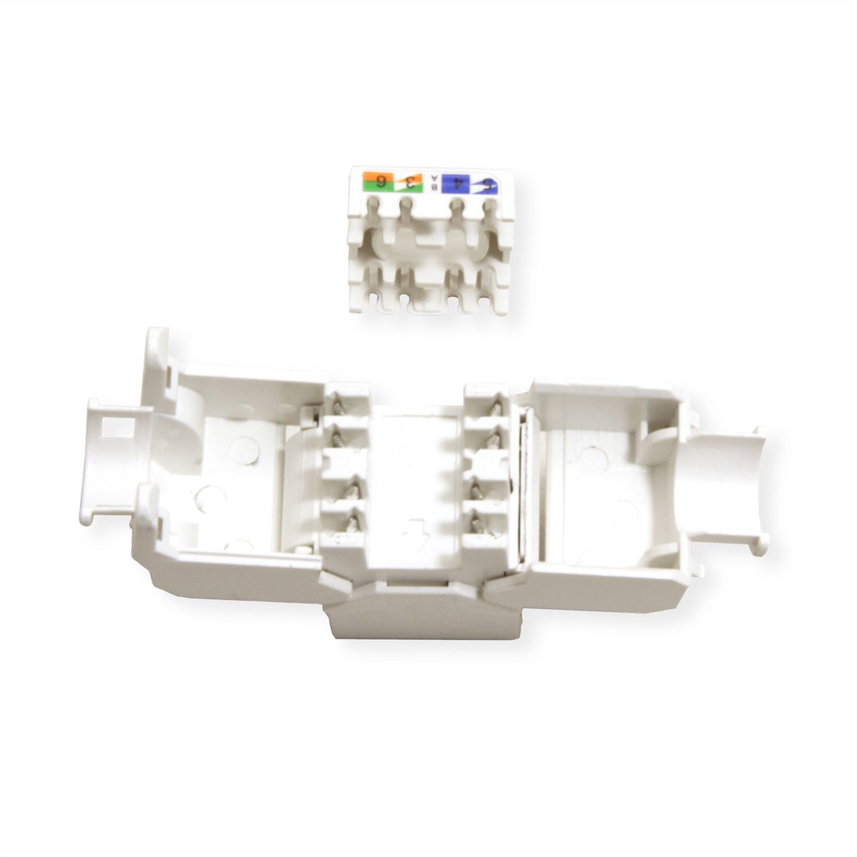 VALUE Cat.6A (Class EA) Keystone, RJ-45, onafgeschermd, zilver, zonder gereedschap, wit