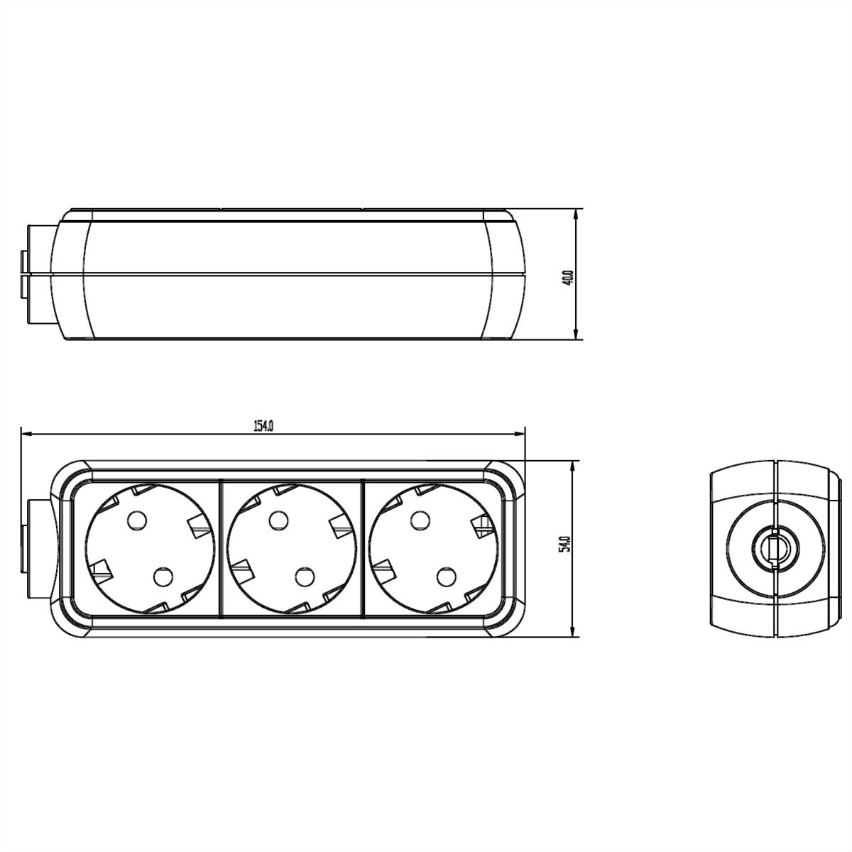 BACHMANN SELLY socket strip 3x earthing contact, white, 1.5 m