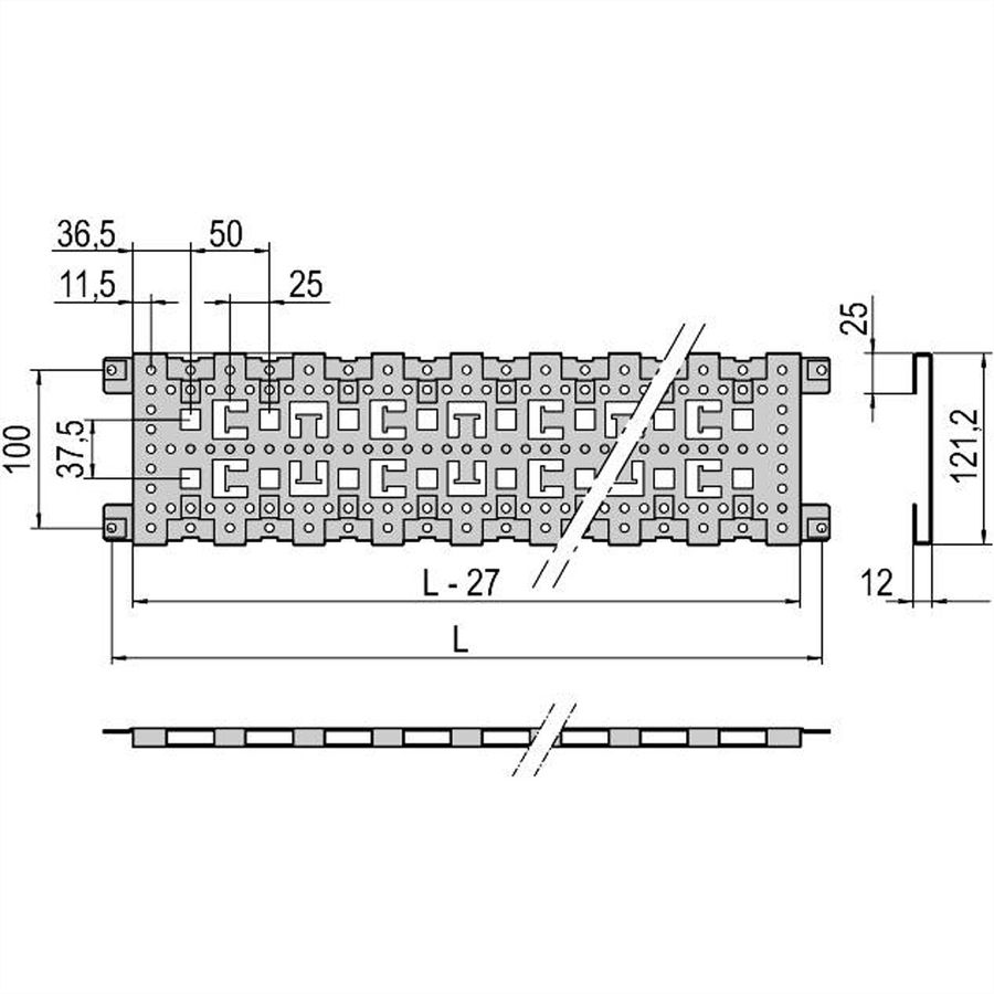 SCHROFF Varistar Depth Member, 3 rows, 1000D, Aluzinc