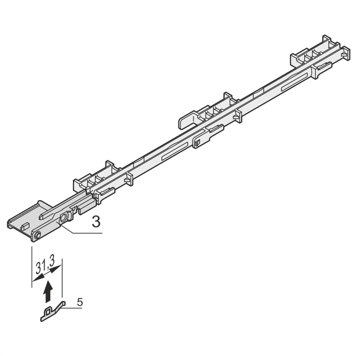 SCHROFF printplaatgeleiders/steunen voor AdvancedMC, gedeelde extrusie (stut) voor deksel B