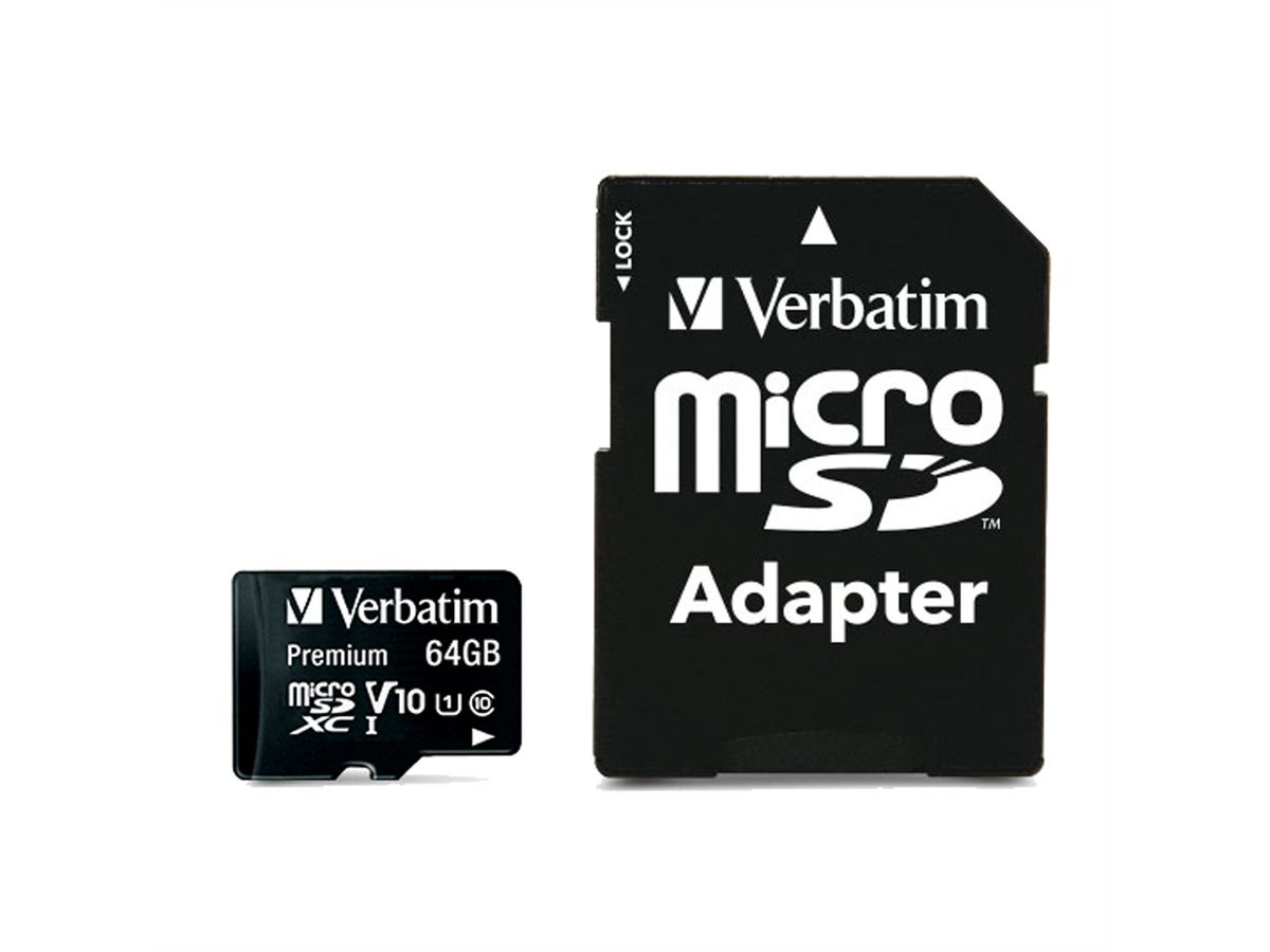 VERBATIM microSDHC Card 64GB Class 10 Retail