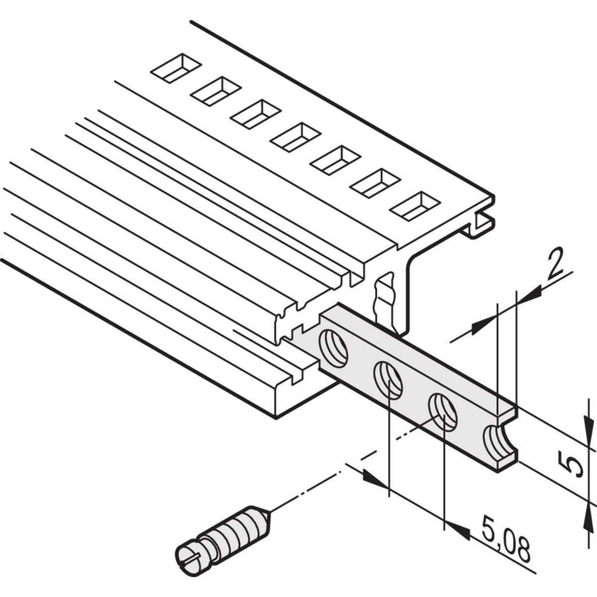 SCHROFF Schroefdraad inzetstuk horizontale rails, M2,5, 42 PK