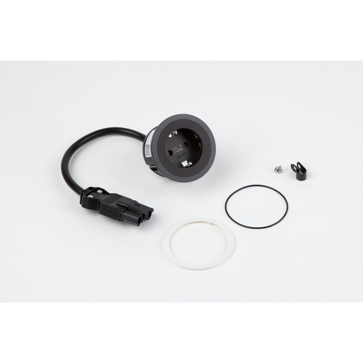 BACHMANN PIX 1x earthing contact with decorative rings in white and black, GST coupling