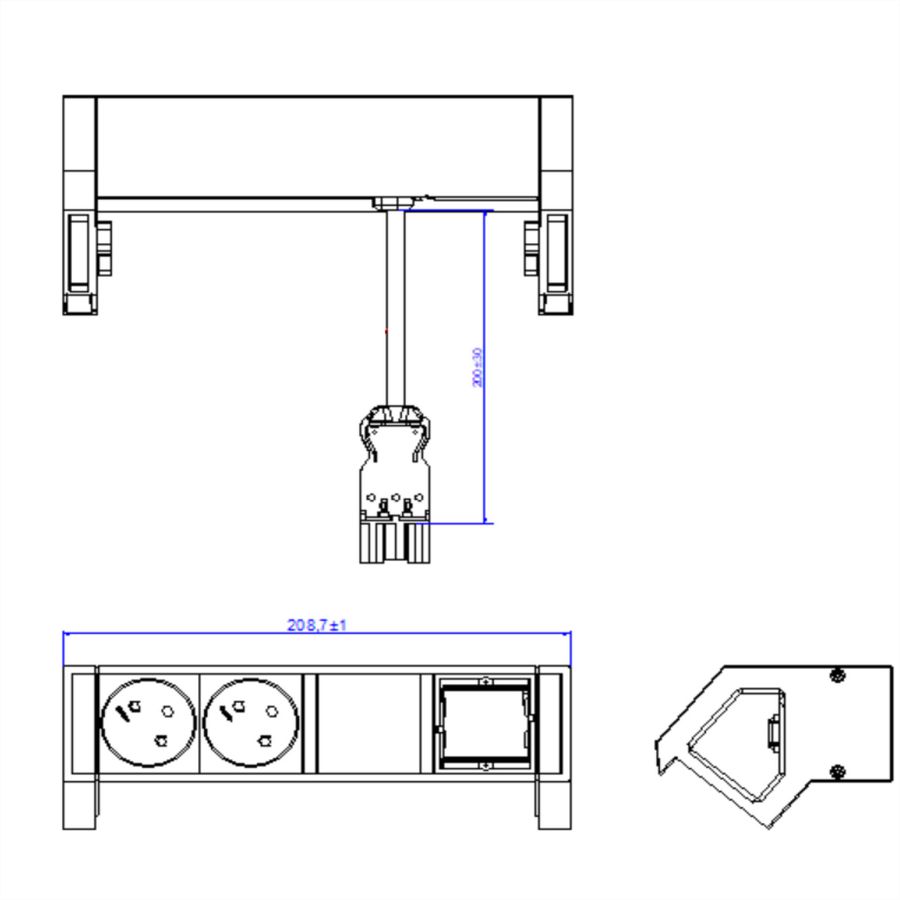 BACHMANN DESK2 2xCEE7/3 1xCM 0.2m GST18 RAL9005