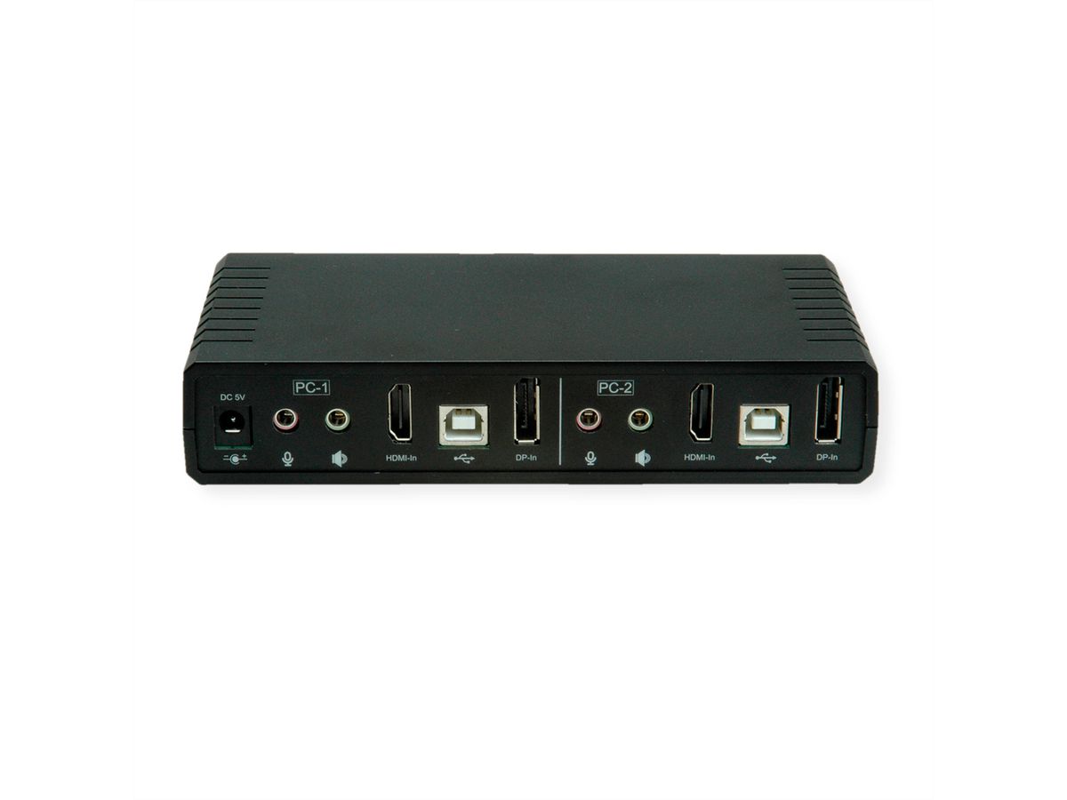 ROLINE KVM-audioswitch dual head HDMI 4K60, 1 gebruiker - 2 PC