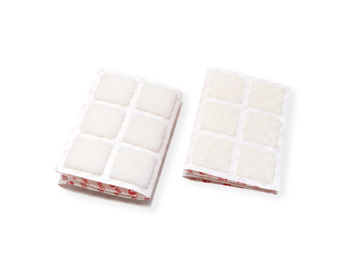 VELCRO® zelfklevende klittenband met haken en lussen 25 mm x 25 mm x 24 sets wit