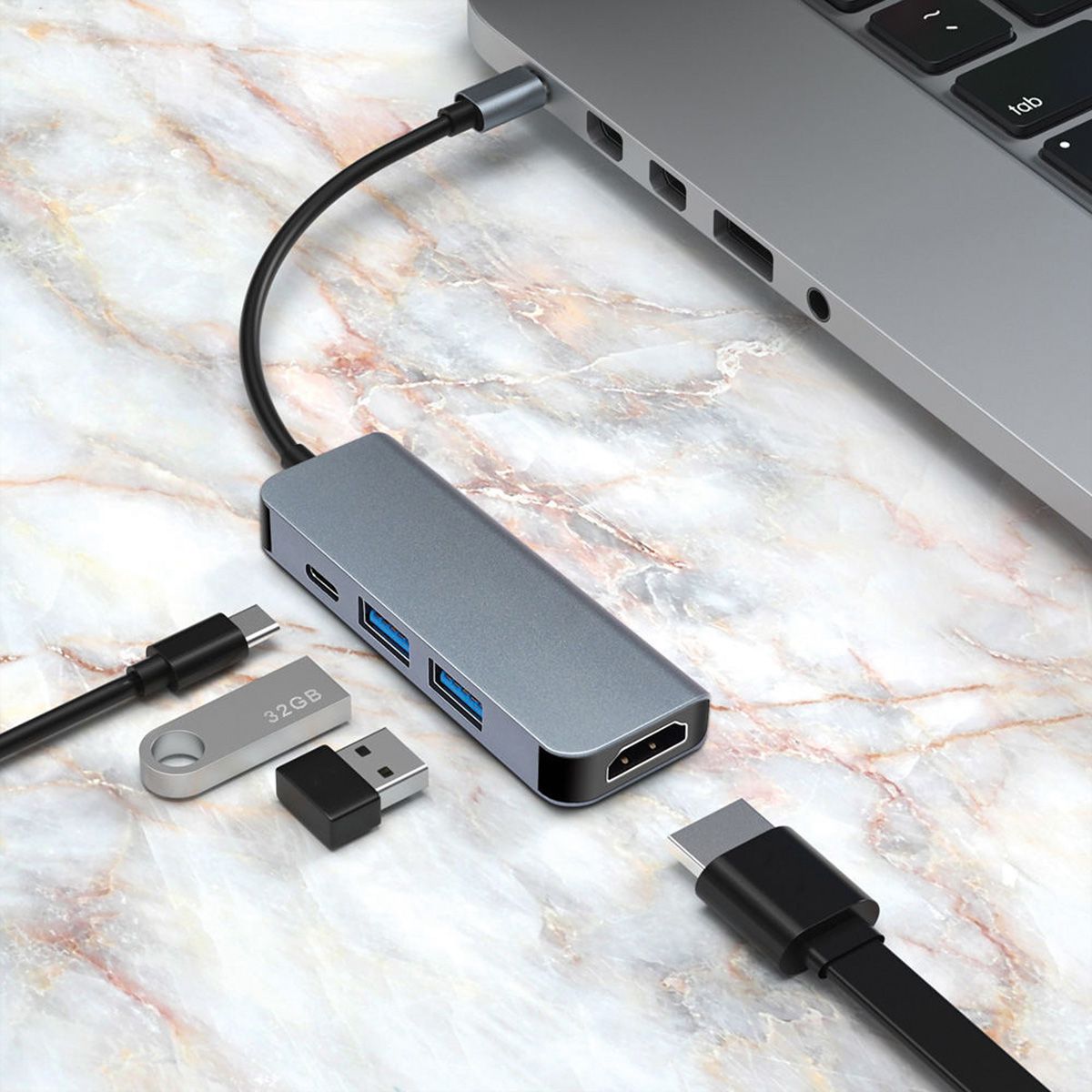 VALUE USB Type C dockingstation, HDMI 4K, 2x USB A + Type C PD