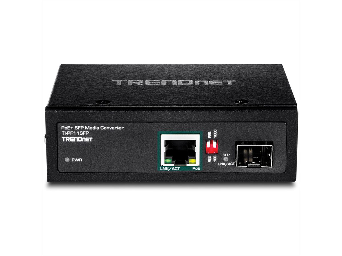 TRENDnet TI-PF11SFP Media Converter Industriële SFP naar Gigabit PoE+