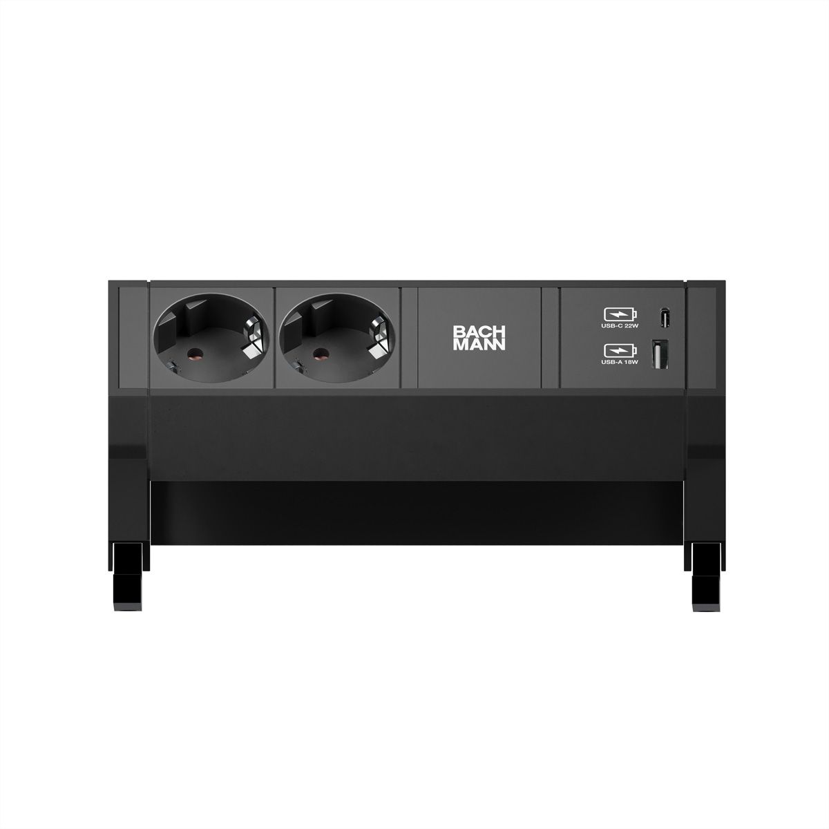 BACHMANN DESK2 2xbeschermend contact USB A&C, USB Lader 22W 0.2m GST18 zwart