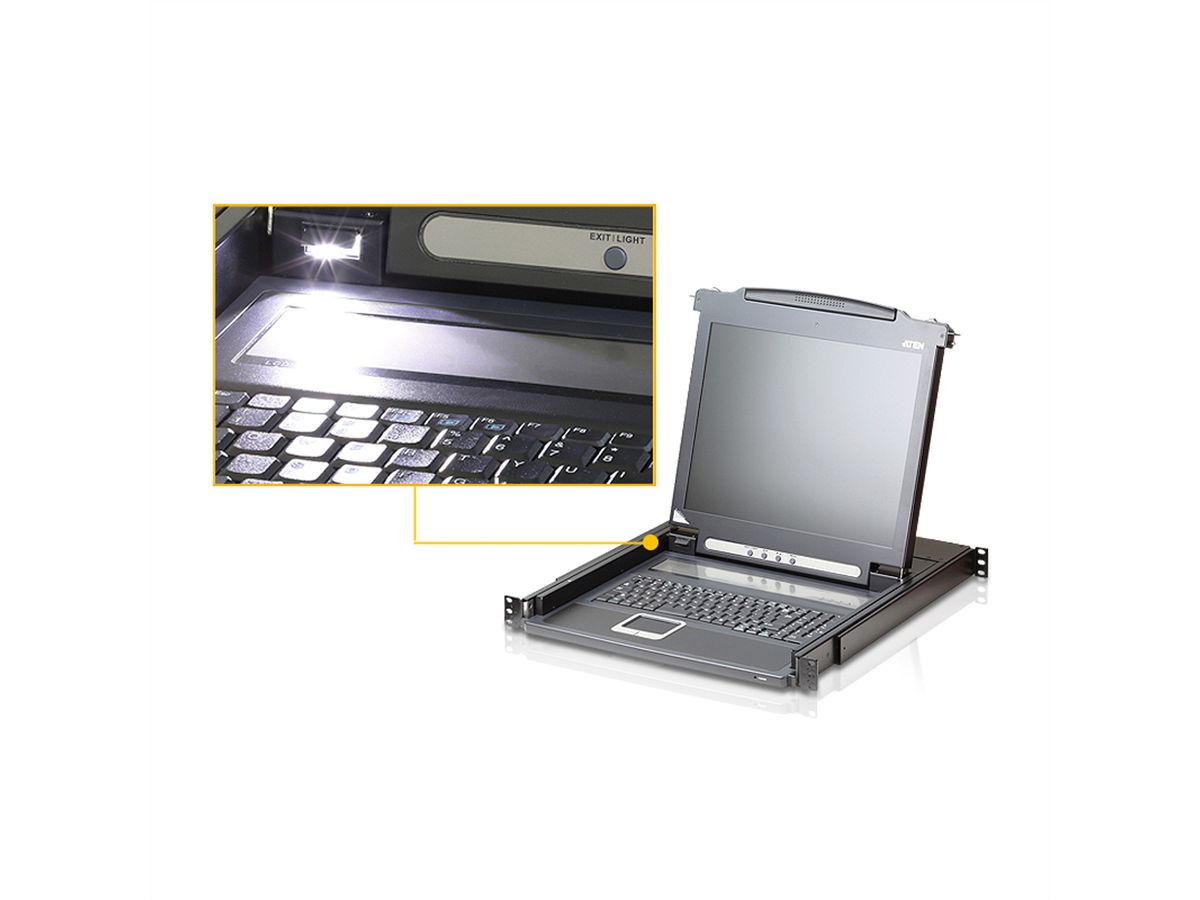 ATEN CL1000M KVM-Konsole, 43cm LCD, VGA, PS/2-USB, DE-Layout