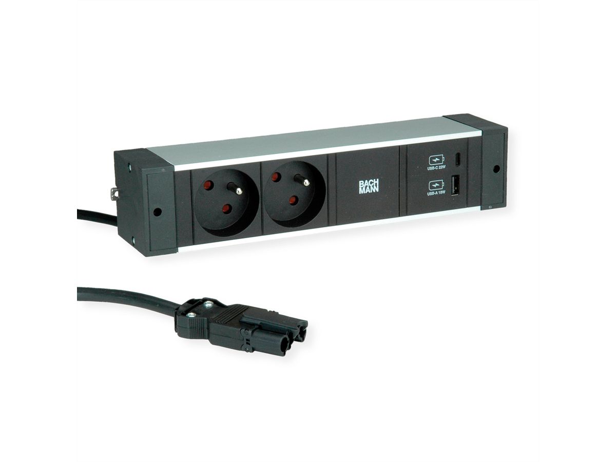 BACHMANN BUREAU 2xUTE 1xUSB A&C 22W 2,0m GST18