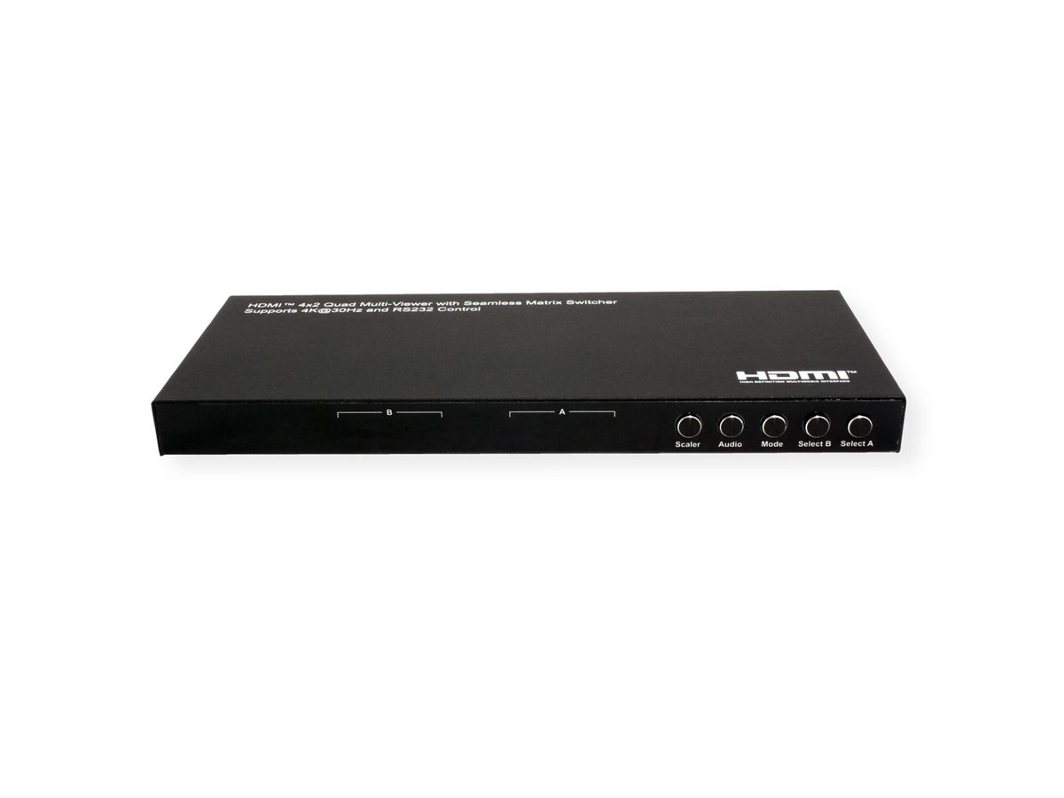 VALUE HDMI Matrix Switch, 4x2 QUAD Multi-Viewer, Naadloos schakelen