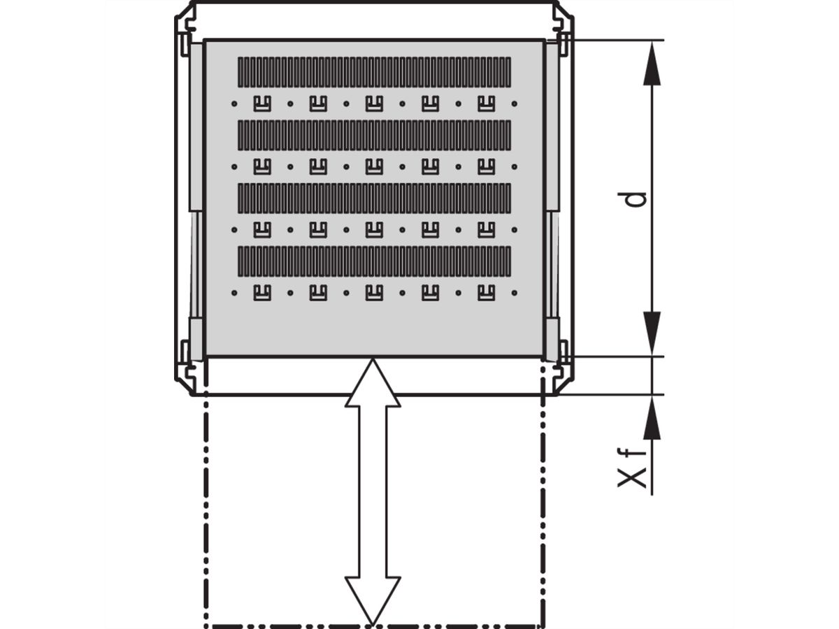 SCHROFF 19" uitschuifbare plank voor Varistar, Novastar, Eurorack, 70 kg, RAL 7021, 553W 900D