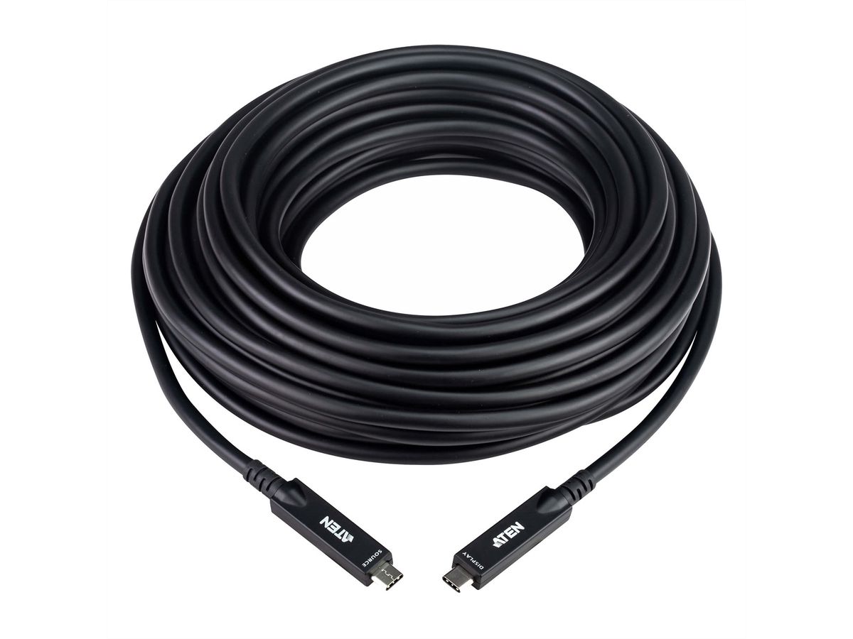 ATEN UE3415F aktives optisches Ultra HD-Kabel mit USB-C, schwarz, 15 m