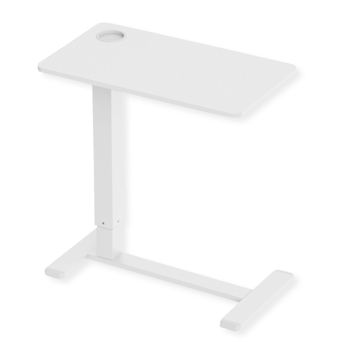 ROLINE Gas Spring Side Table / Workstation, height-adjustable, hidden casters, white