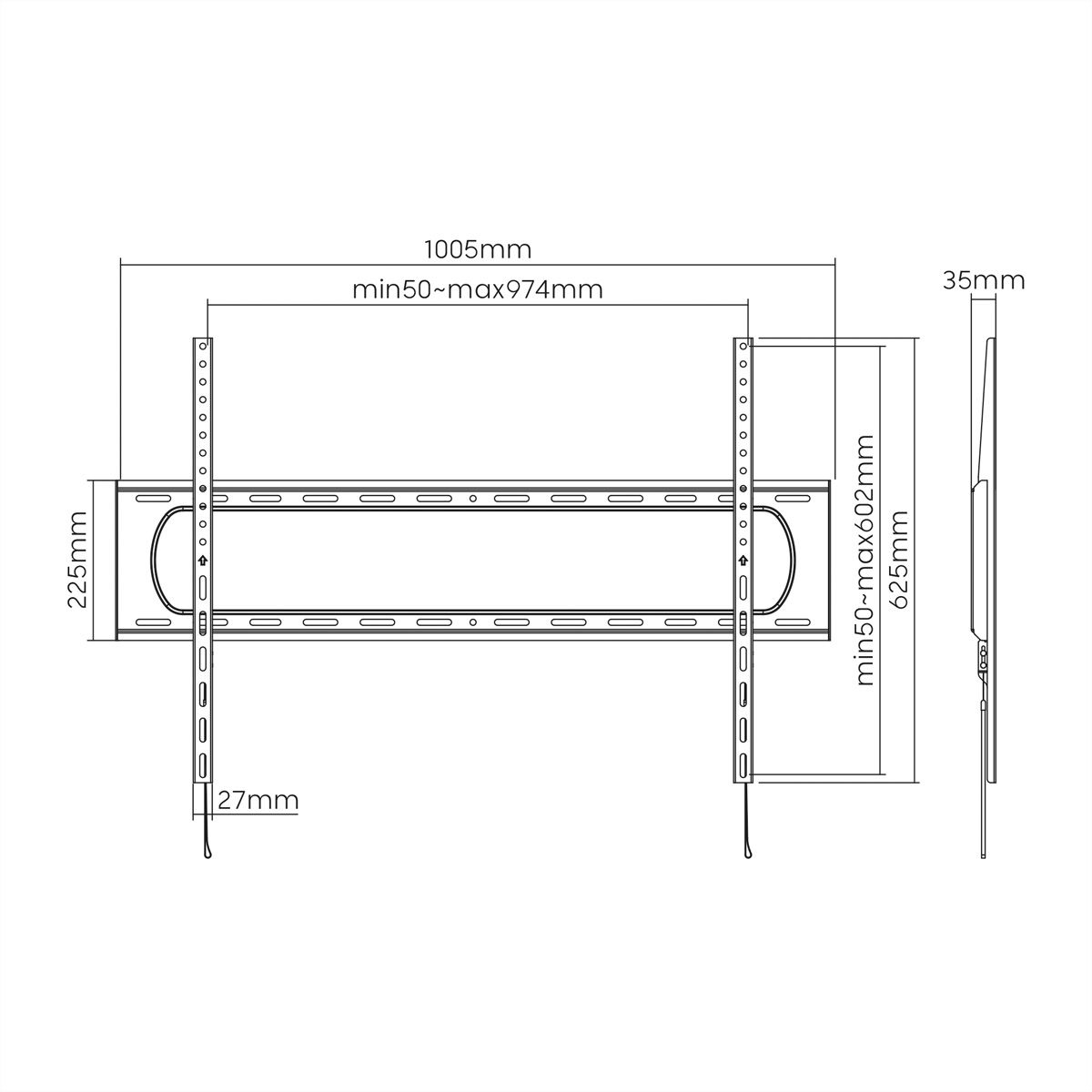 VALUE TV Wall Mount, 35mm Wall Distance, <120kg, <304,8cm (120"), VESA 900x600