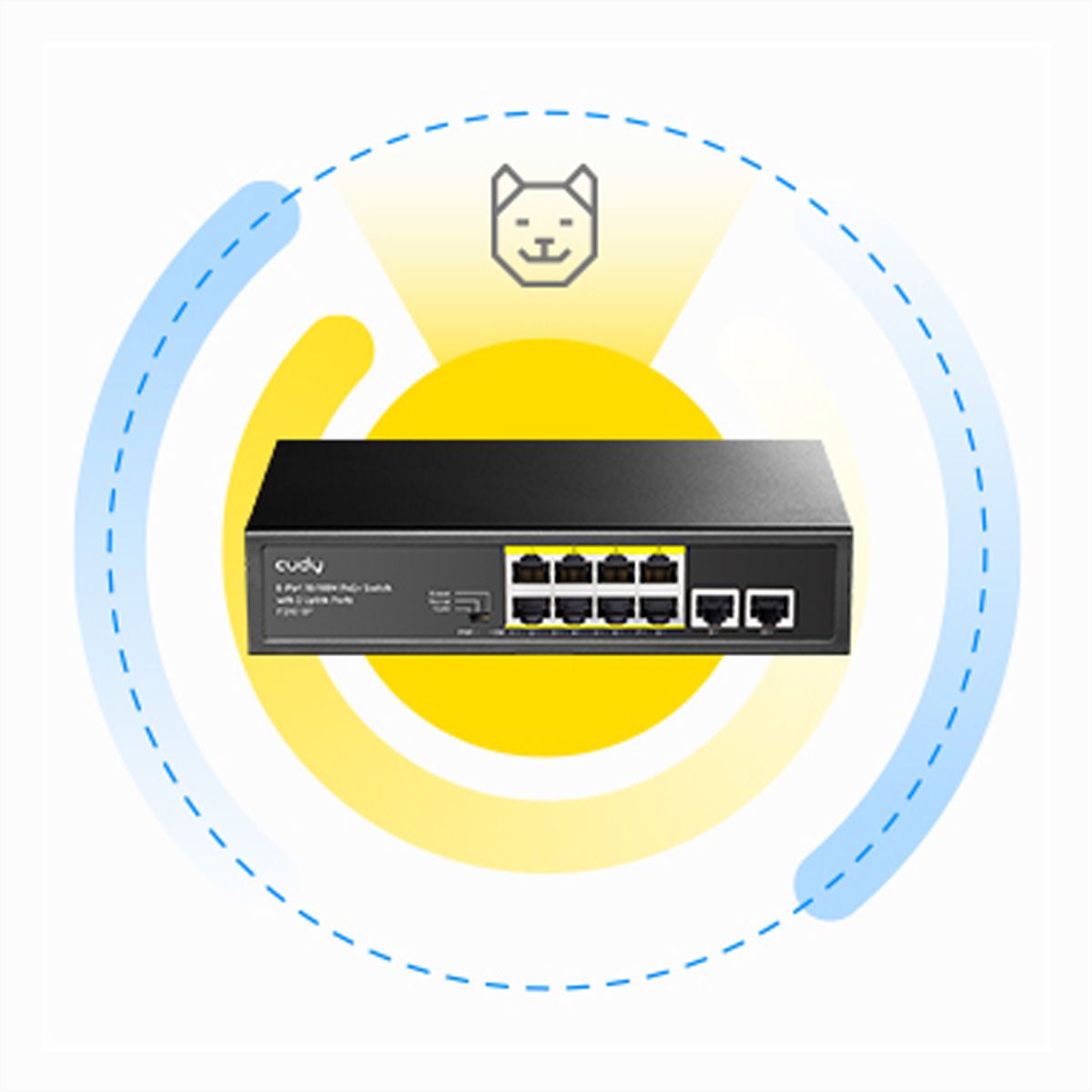 CUDY FS1010P 8-poorts 10/100M PoE+ Switch 2 Uplink-poorten 120W