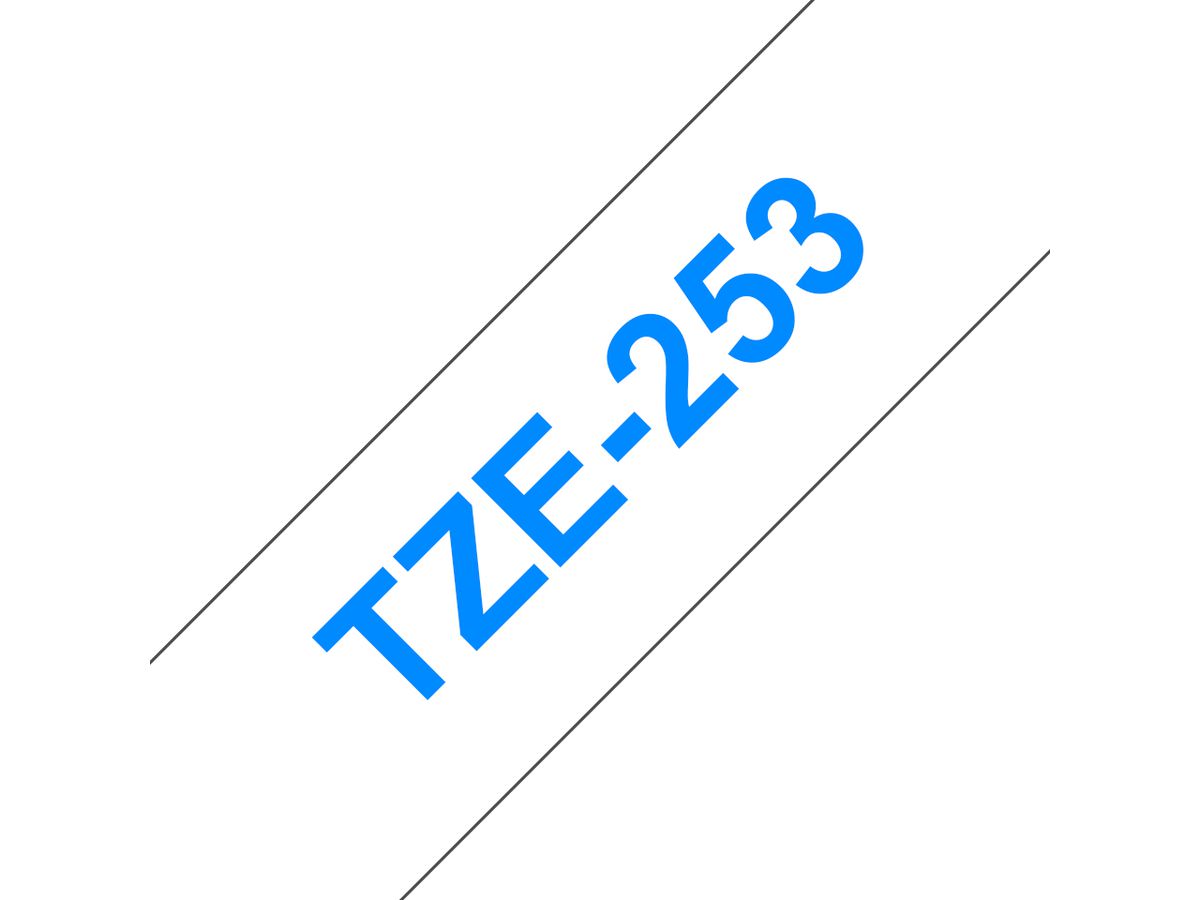 Brother TZE-253 labelprinter-tape Blauw op wit
