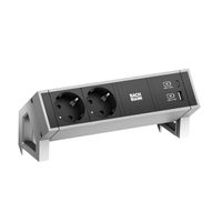 BACHMANN DESK2 2xprotective contact USB A&C, USB Charger 22W 0.2m GST18 INOX