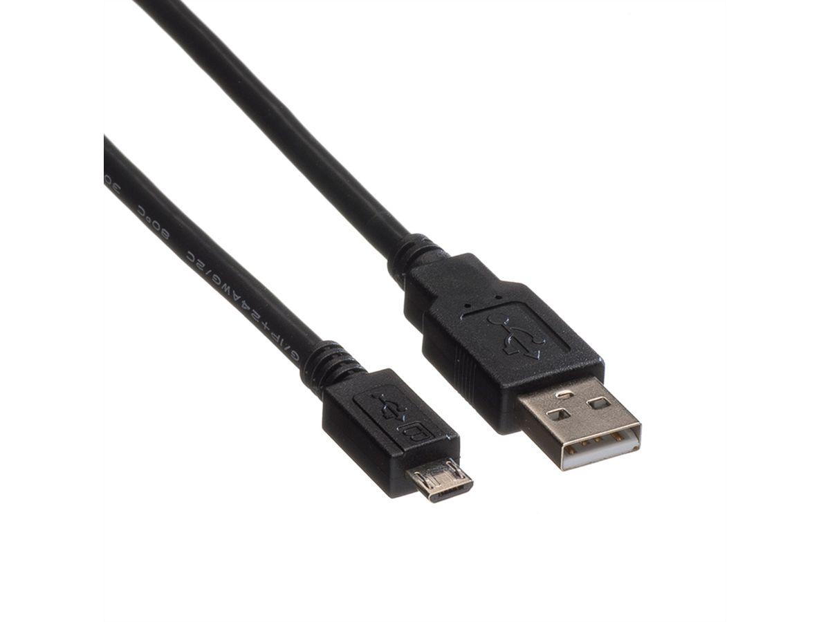 ROLINE USB 2.0 Cable, A - Micro B, M/M, black, 1.8 m