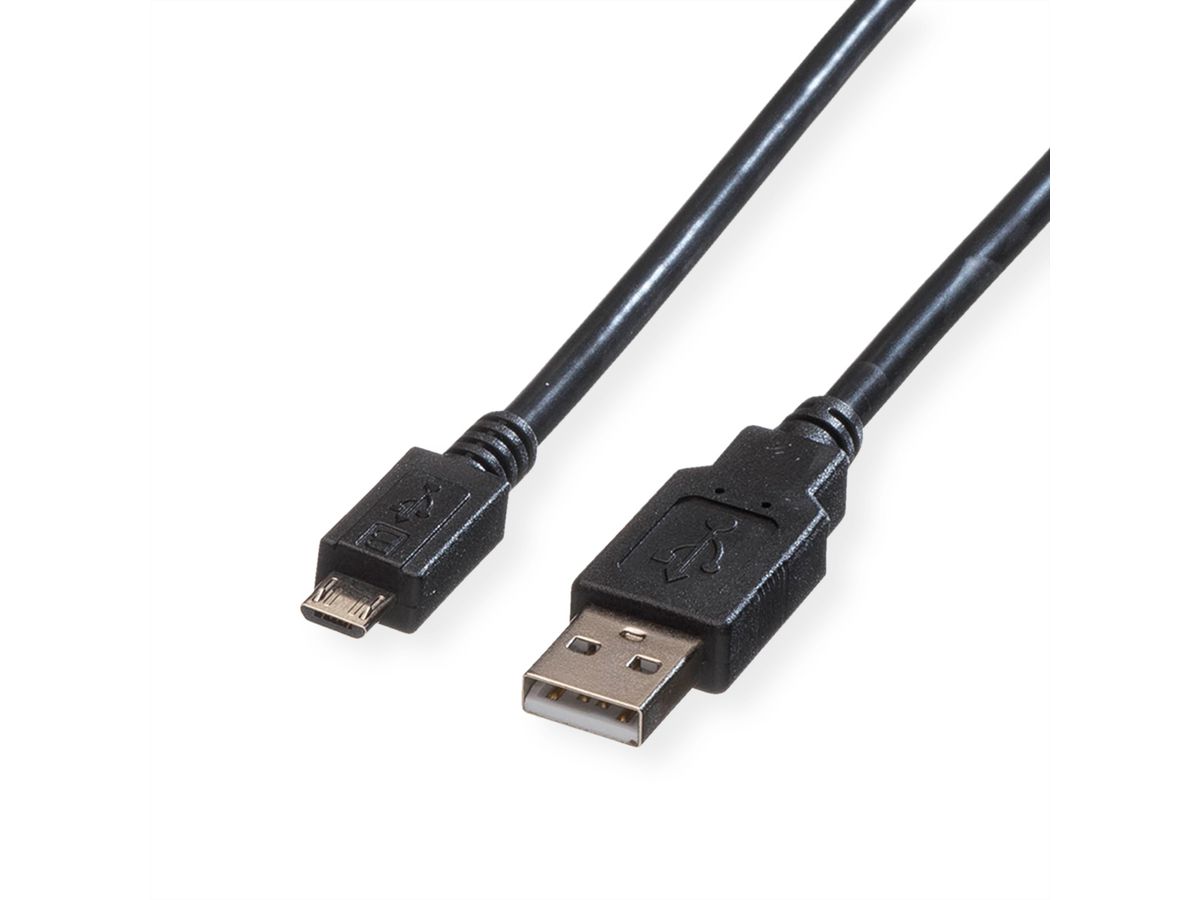 ROLINE USB 2.0 Cable, A - Micro B, M/M, black, 1.8 m