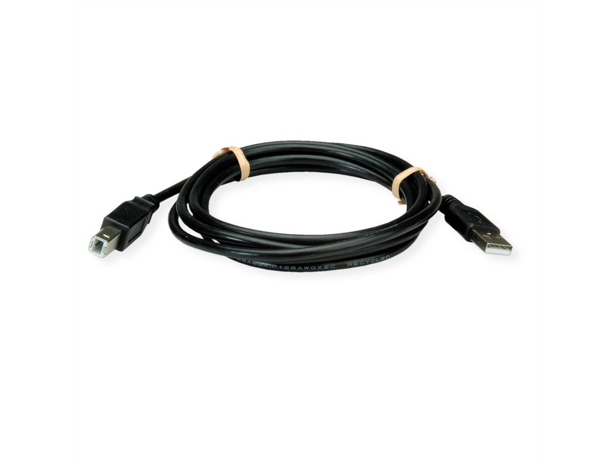 ROLINE RM USB 2.0 kabel, Type A-B, zwart, 1,8 m
