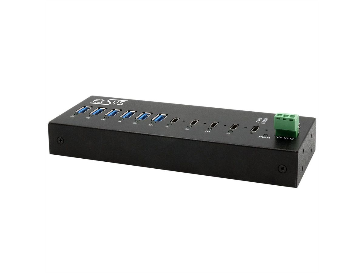 EX-12280HMS 10-Port USB 3.2 Gen 2 Metall HUB, mit 4x C-Anschlüsse und 6x A-Anschlüsse