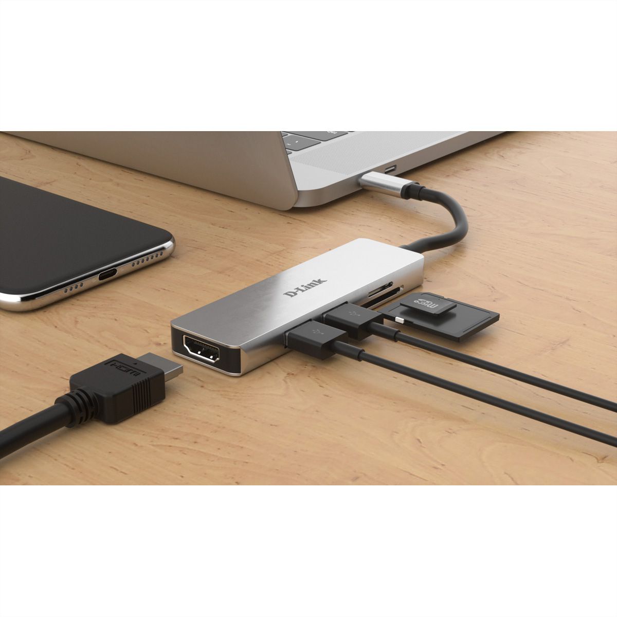 D-Link DUB-M530 USB-C 5-Port USB 3.0 Hub mit HDMI, SD & microSD Card Reader
