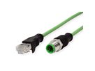 METZ CONNECT Aansluitkabel M12 Male-RJ45 Male, 4-polig D-gecodeerd , recht, sleepketting, torsie , 2 m