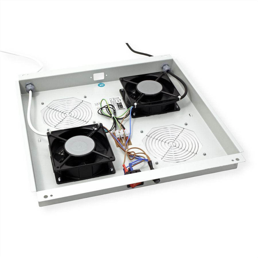 ROLINE 19-inch dakventilatie unit met 2 ventilatoren, thermostaat, grijs